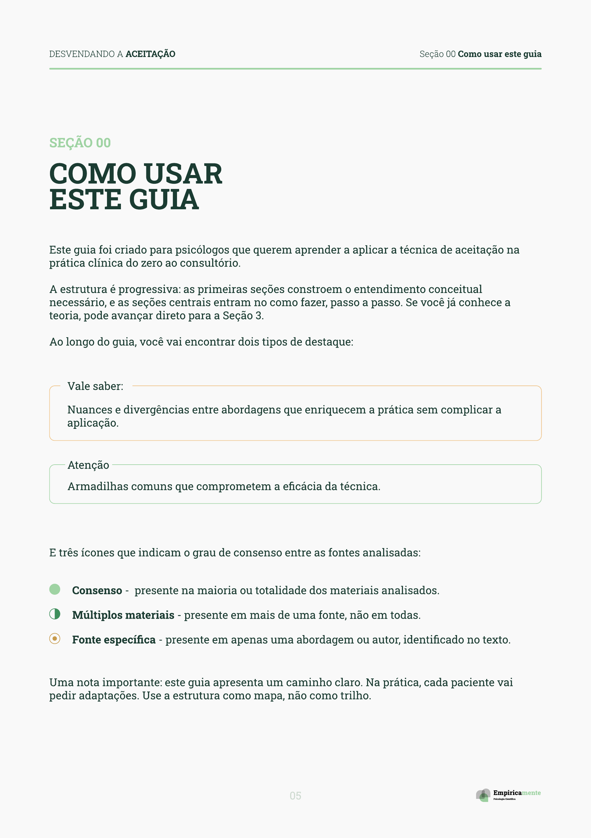 Sistema de ícones que indica o grau de consenso entre as fontes